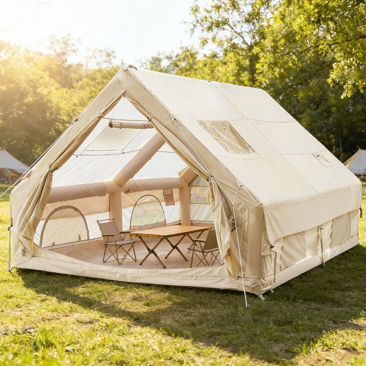 Aufblasbares Gampingzelt mit Kaminöffnung &amp; Dachfenster, Glamping Zelt für Outdoor, Aufblasbares Zel
