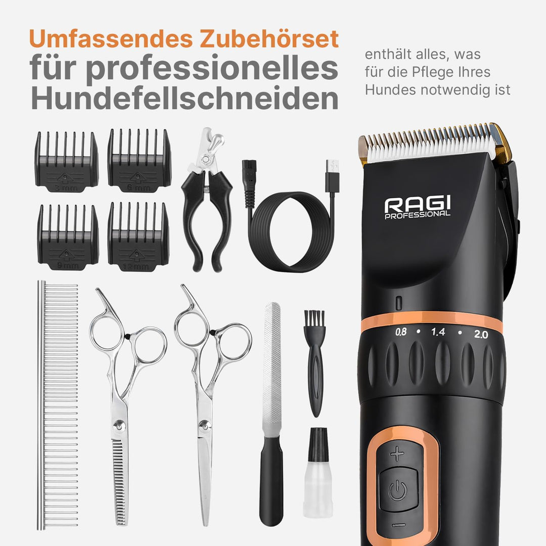 RAGI Hundeschermaschine - Schermaschine Hund Schnurlosen - Leise Wiederaufladbarer Hundehaarschneide