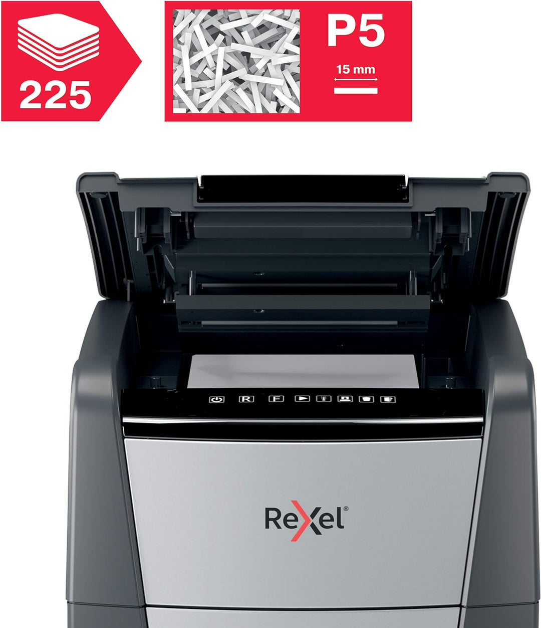 Rexel Optimum AutoFeed+ 225M Automatischer Aktenvernichter, 225 Blatt automatisch, Sicherheitsstufe