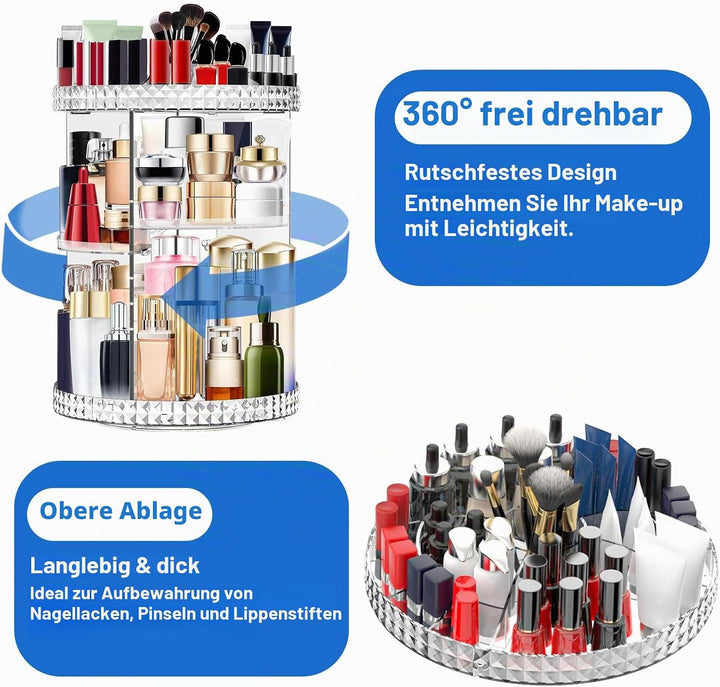 MOKANI 360° Drehbar Make Up Kosmetik Organizer, 6 Verstellbare Ebenen Grosse Kapazität Makeup Organi