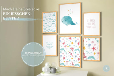 Papierschmiede® Bilder Kinderzimmer Kids Mood Poster Set Unterwasserwelt, Gerahmte Bilder fürs Kinde