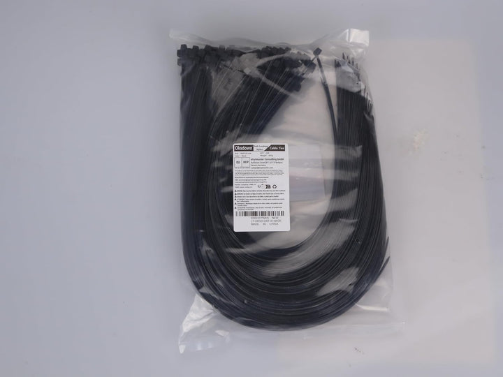 Oksdown Kabelbinder Schwarz 450mm × 4,8mm UV Beständig Nylon mit 22 kg Zugfestigkeit Extra lang Star