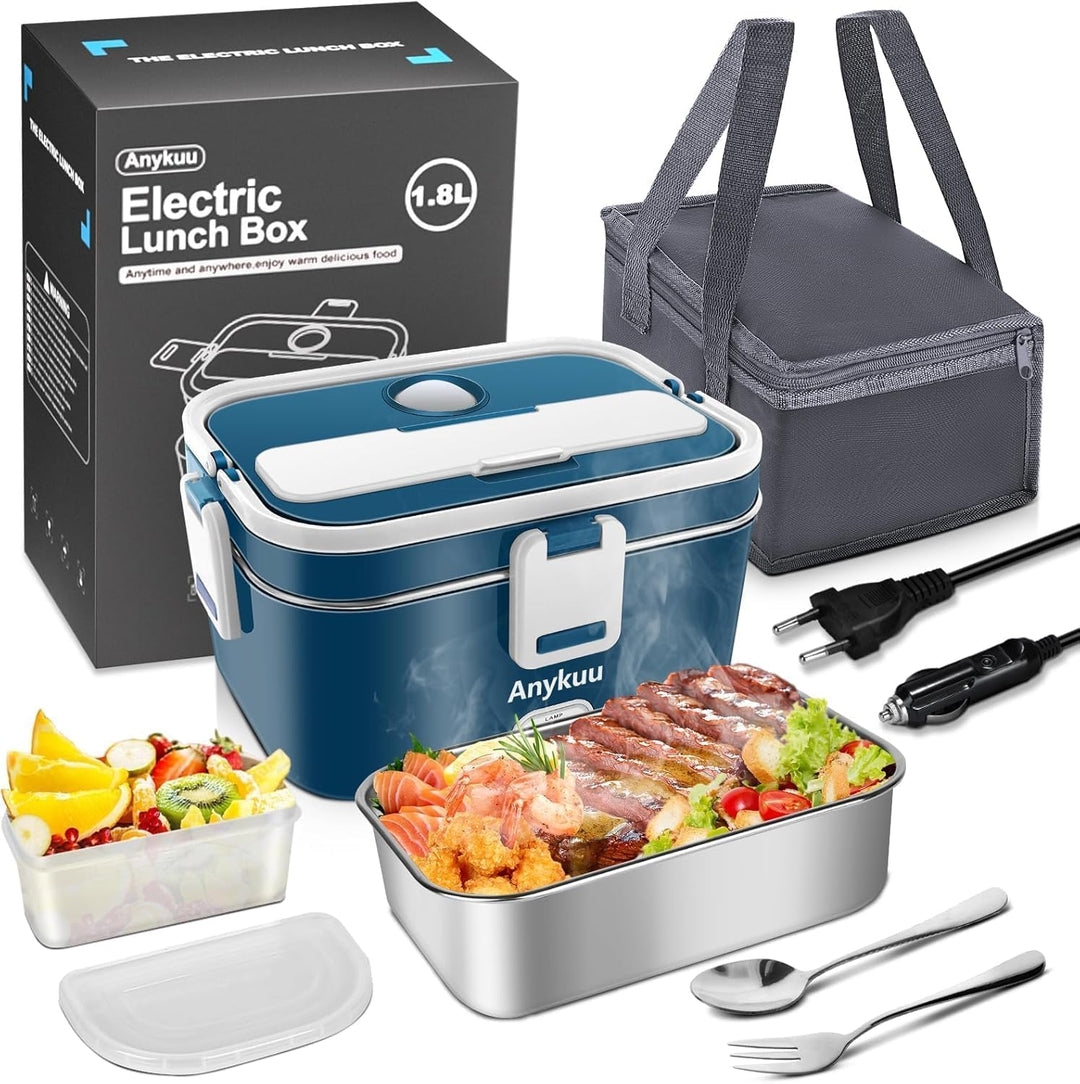 100W Elektrische Lunchbox 1,8L 3-in-1 12V/24V/220V Beheizte Lunchbox Tragbare für Auto/LKW/Büro/Haus