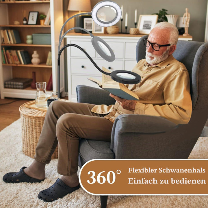 Lupe mit Licht und Ständer 5X 10x, Dimmbare Lupe mit Licht mit 36 LED, Verstellbare Lupenleuchte mit