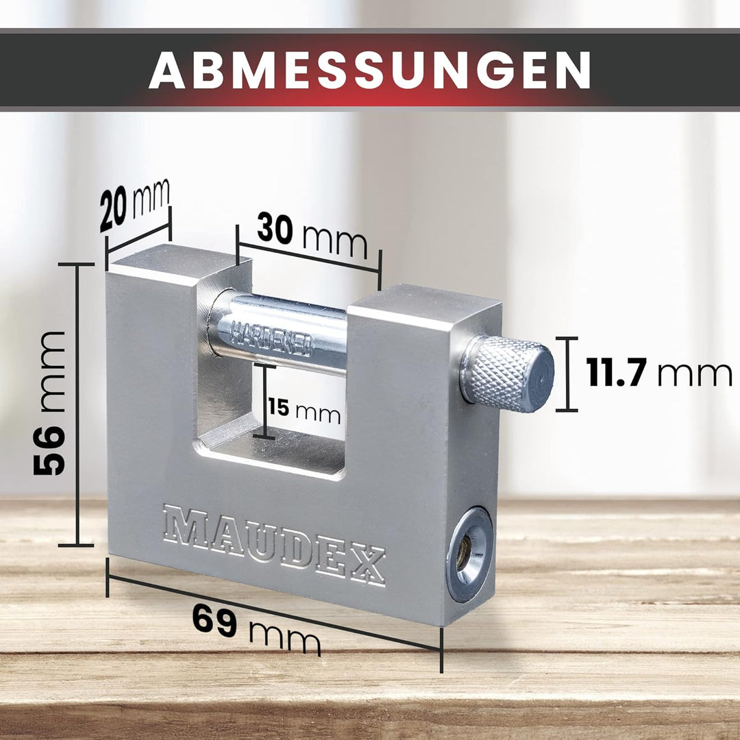 Maudex® MDP/70 [10 Schlüssel] Container-Vorhängeschloss Heavy Duty Outdoor - [Anti-Bohrer, Anti-Pick