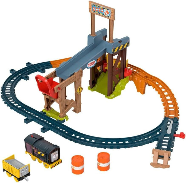 Thomas & Friends batteriebetriebenes Spielzeugeisenbahn-Set Diesels Baustellen-Set mit Schienen und