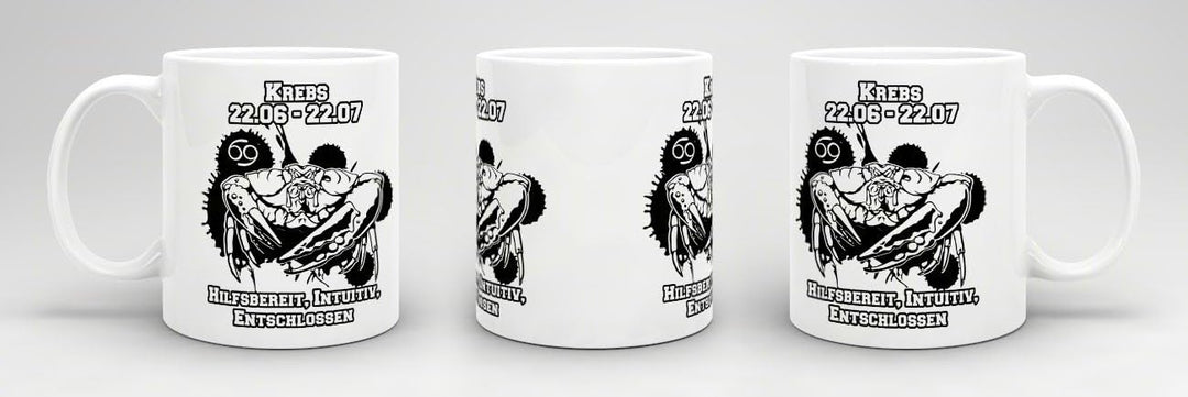 Sternzeichen-Tasse Krebs - Weiss - Geburtstag/Astronomie/Sternen-bilder/mit Spruch/Witzig/Kaffeetass