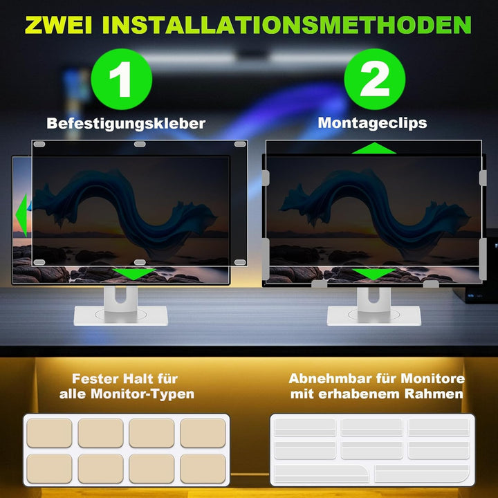 ruord Sichtschutzfolie für 24 Zoll 16:9 (53.1x29.9cm) Monitor - Blaulichtfilter & Blendschutz, Abneh