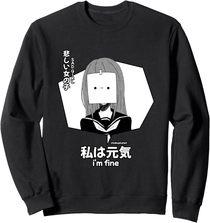 Japan trauriges Anime Mädel Meme in Retro Vaporwave Harajuku Sweatshirt