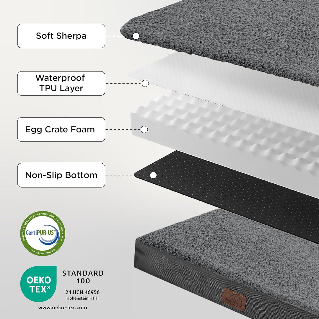 Bedsure orthopädisches Hundebett Grosse Hunde - 112x81x7.6cm Hundekissen flauschig Hundematte waschb