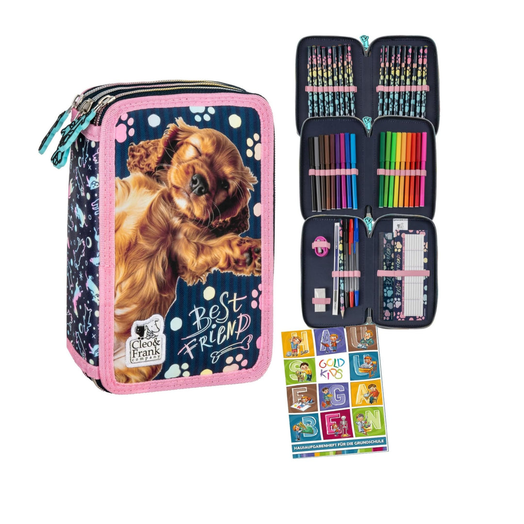 Goldkids - Federmäppchen 3 Fächer - Mäppchen für Mädchen und Jungen - Federmappe 3-Fach Federtasche