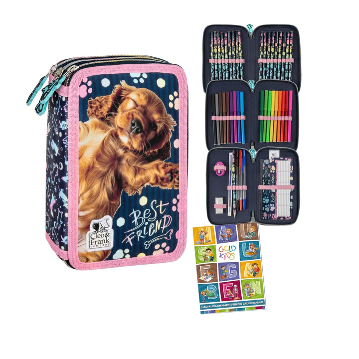 Goldkids - Federmäppchen 3 Fächer - Mäppchen für Mädchen und Jungen - Federmappe 3-Fach Federtasche