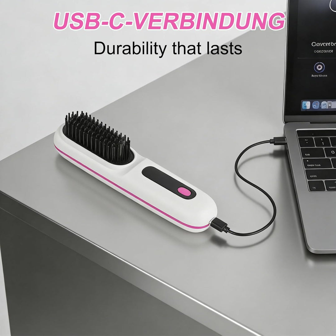 Kabellos Stylingbürste Für Kurze Haare - Anti Gabel Elektrische Haarbürste, Glatter Gerader Glättbür