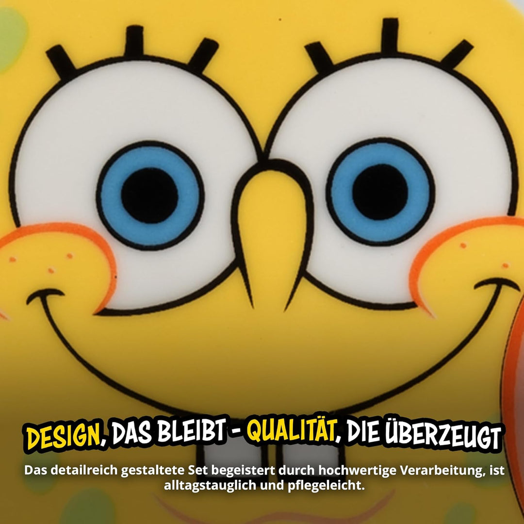 United Labels Spongebob Schwammkopf Frühstücksset Kinder, mit Spongebob, Geschirr Set Porzellan, 3-t