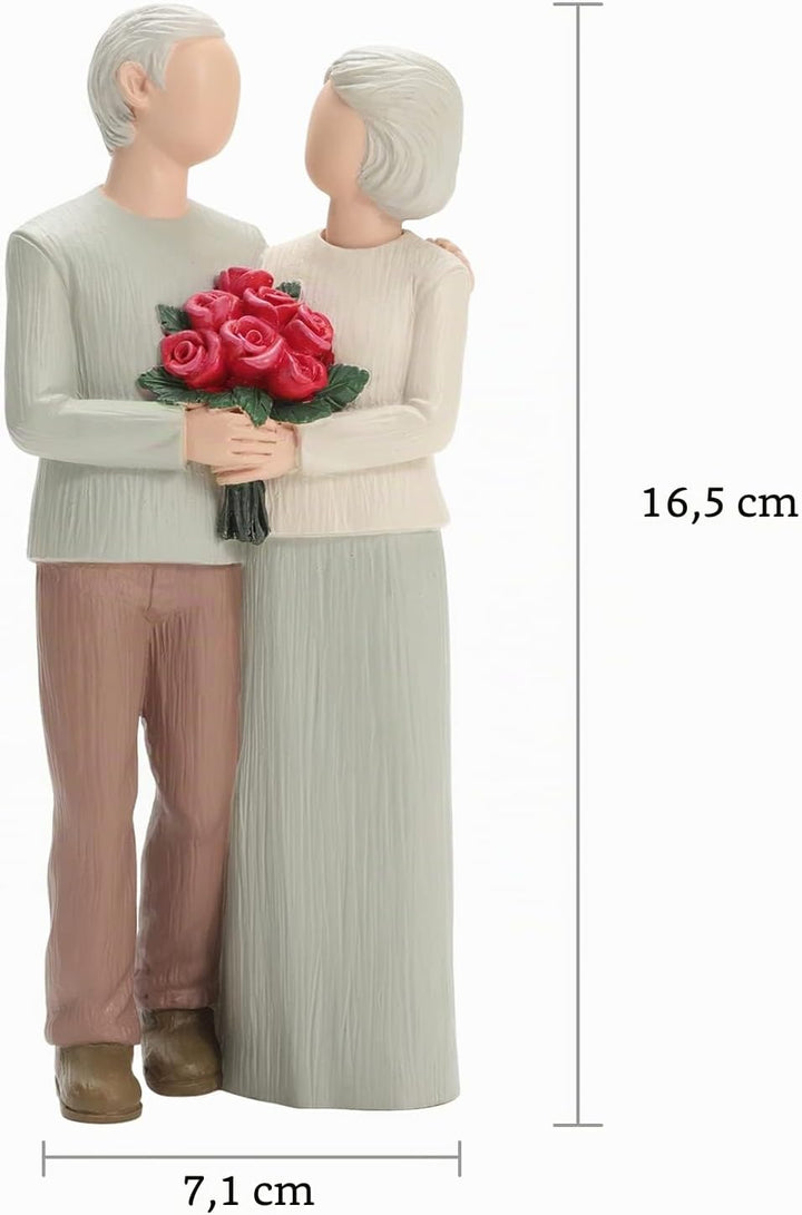 Carracci Liebevolles älteres Paar Figuren, Hochzeitstag Statuen für Heimdekoration, geformte handgem