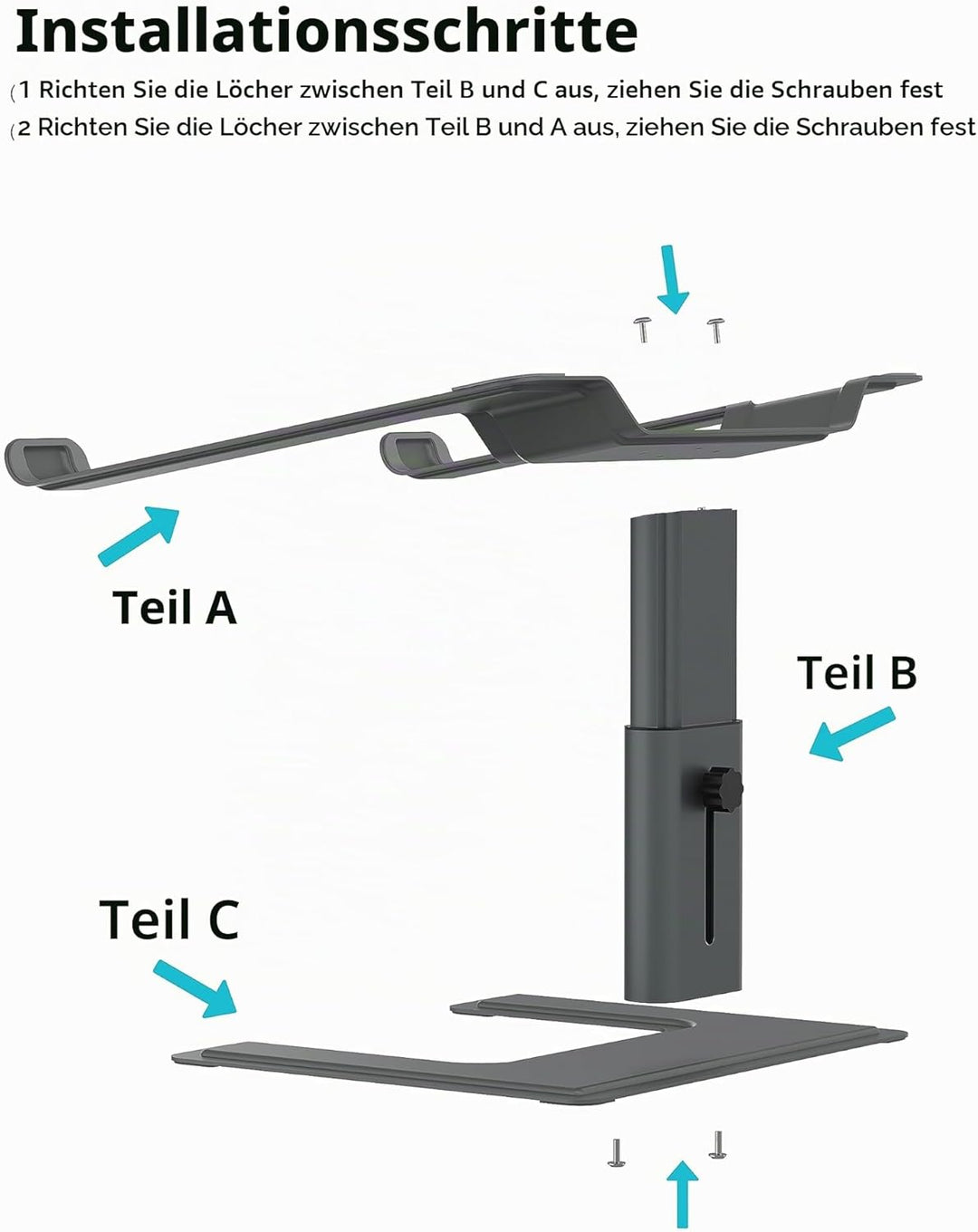 ALASHI Laptop-Ständer für Schreibtisch, Computer-Ständer, verstellbare Höhe, ergonomische Notebook-L