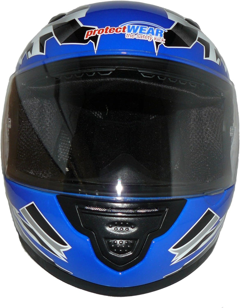 Protectwear SA03-BL-XS Kinder Motorradhelm, Integralhelm, Grösse XS (YL 52-53cm), Blau/Weiss XS (You