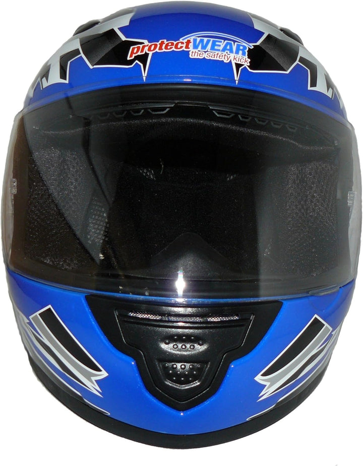 Protectwear SA03-BL-XXS Kinder Motorradhelm, Integralhelm, Grösse XXS (Youth M), Blau/Silber XXS (Yo