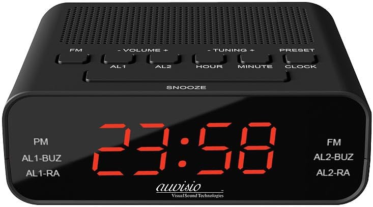 auvisio UKW-Radiowecker mit 2 Weckzeiten und LED-Anzeige, Schlummer, 4er-Set