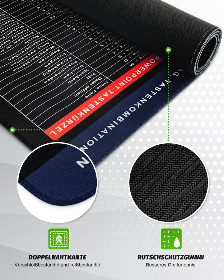 Excel Mauspad Deutsch Gross 800x300mm | Harte & Dicke Oberfläche, Starke Haftung | Glatte Gaming Mou