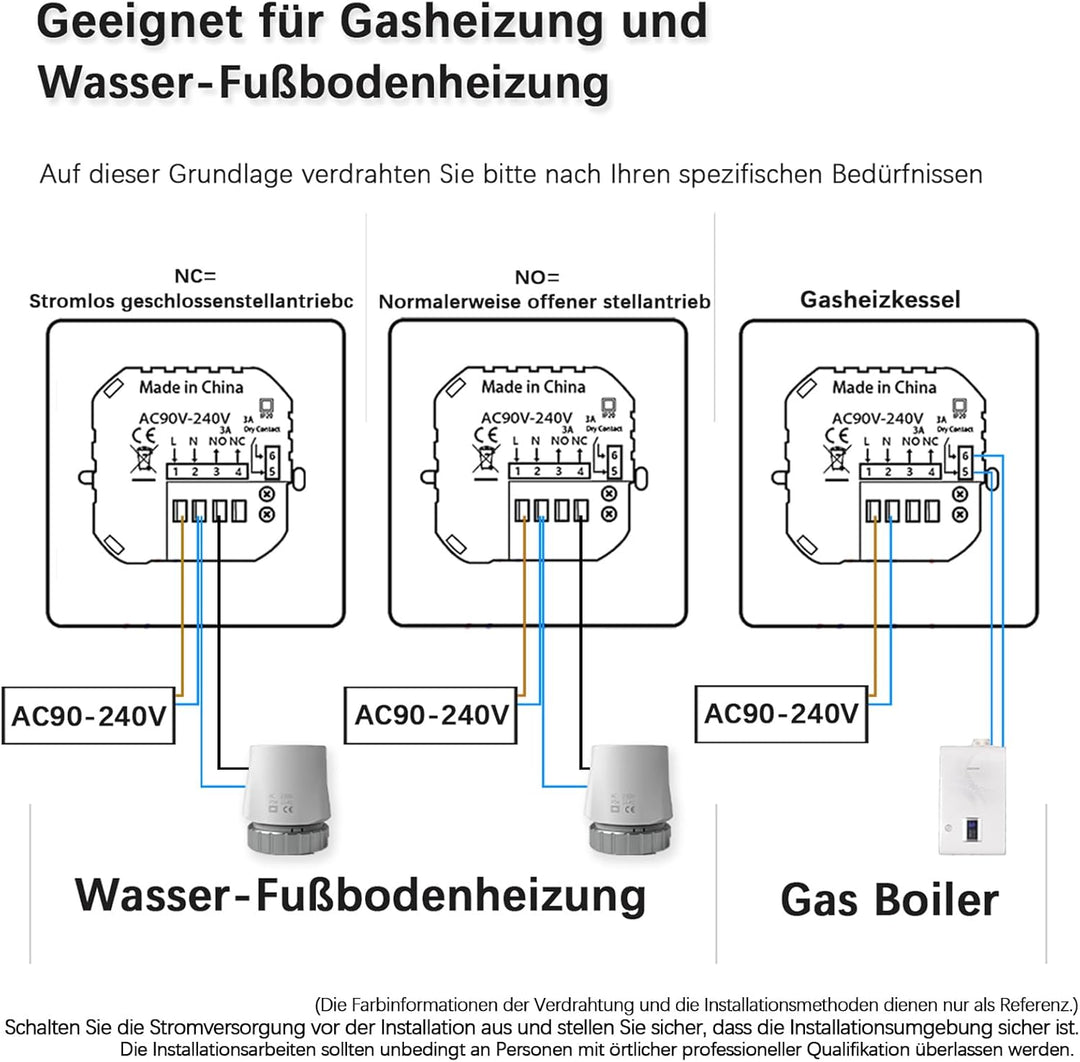 Thermostat Fussbodenheizung, WiFi Raumthermostat Fussbodenheizung Für Wasser, Thermostate Heizung Ko