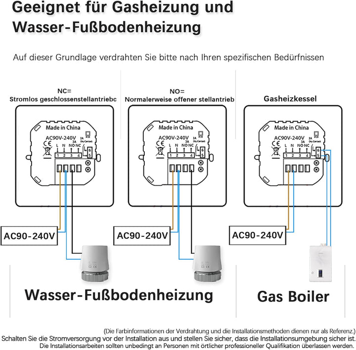 Thermostat Fussbodenheizung, WiFi Raumthermostat Fussbodenheizung Für Wasser, Thermostate Heizung Ko