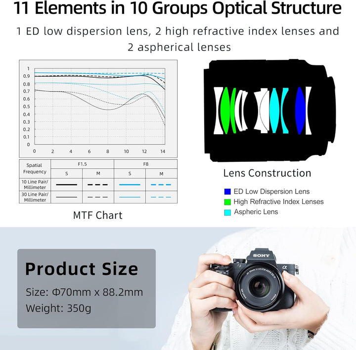VILTROX AF 50mm F1.8 FE-Mount Vollformat Objektiv Autofokus Standard Festbrennweite Objektiv Kompati