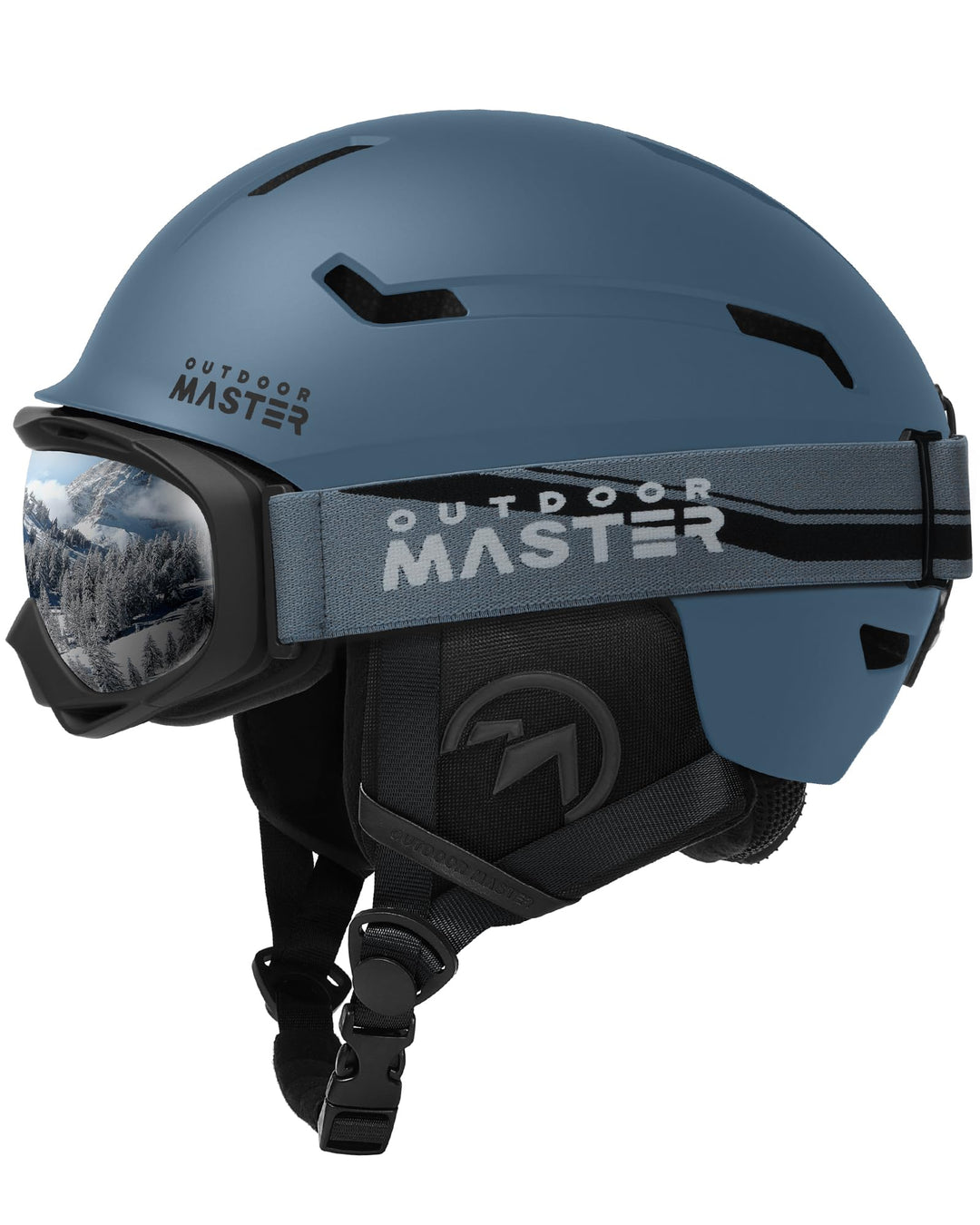 OutdoorMaster Skihelm-Set, Snowboard-Helm mit Brille für Erwachsene - 12 Belüftungsöffnungen - Skihe