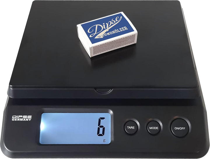 Dipse Parcel 25/20 / 10 kg - Digitale Paketwaage Briefwaage mit USB- oder Batteriebetrieb und 2g / 1