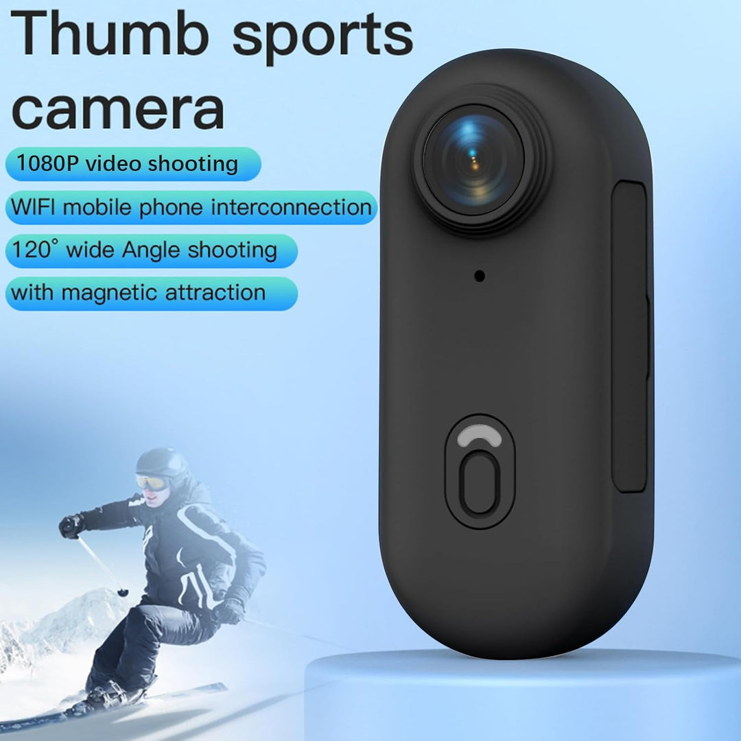 1080P WiFi Action-Kamera, 120°-Weitwinkelobjektiv, eingebauter 800-mAh Akku mit magnetischem Trageba