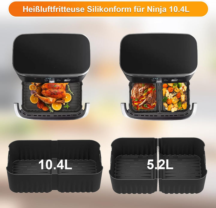 Heissluftfritteuse Zubehör für Ninja 10,4L AF500EU, Airfryer Silikonform für Ninja Foodi Flexdrawer