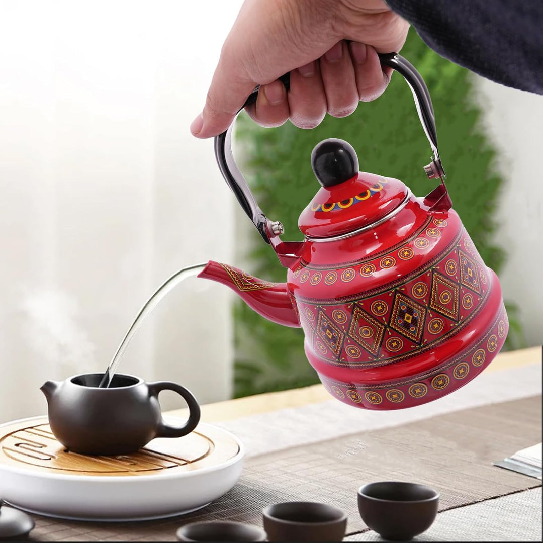 Emaille Kanne Kaffeekanne, 1.1L Wasserkessel Emaille für Kaffee, Tee, Milch, Öl Verwendet Werden, In