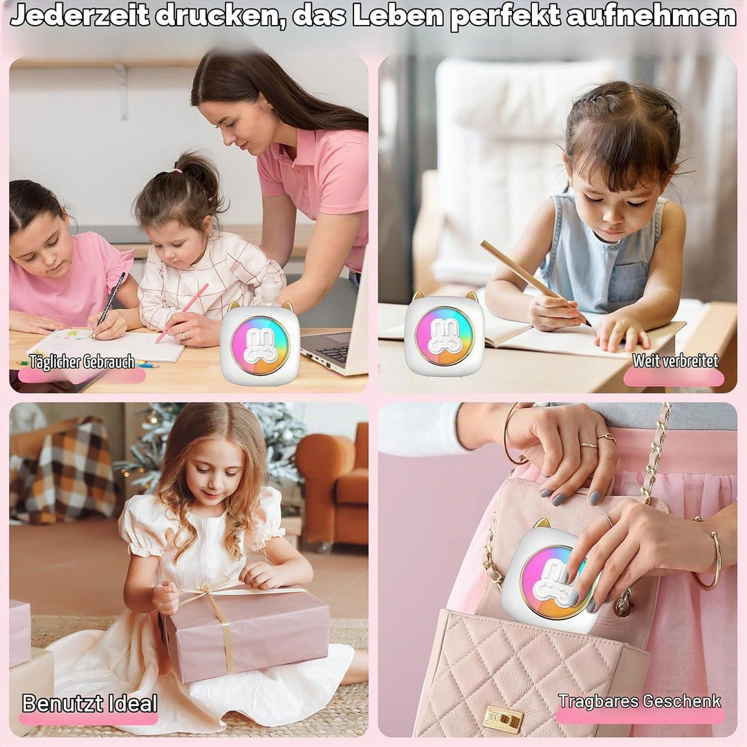Mobiler Fotodrucker für Android &amp; iOS - Mini Bluetooth Drucker, Wireless mit 14 Rollen Papier für Jo