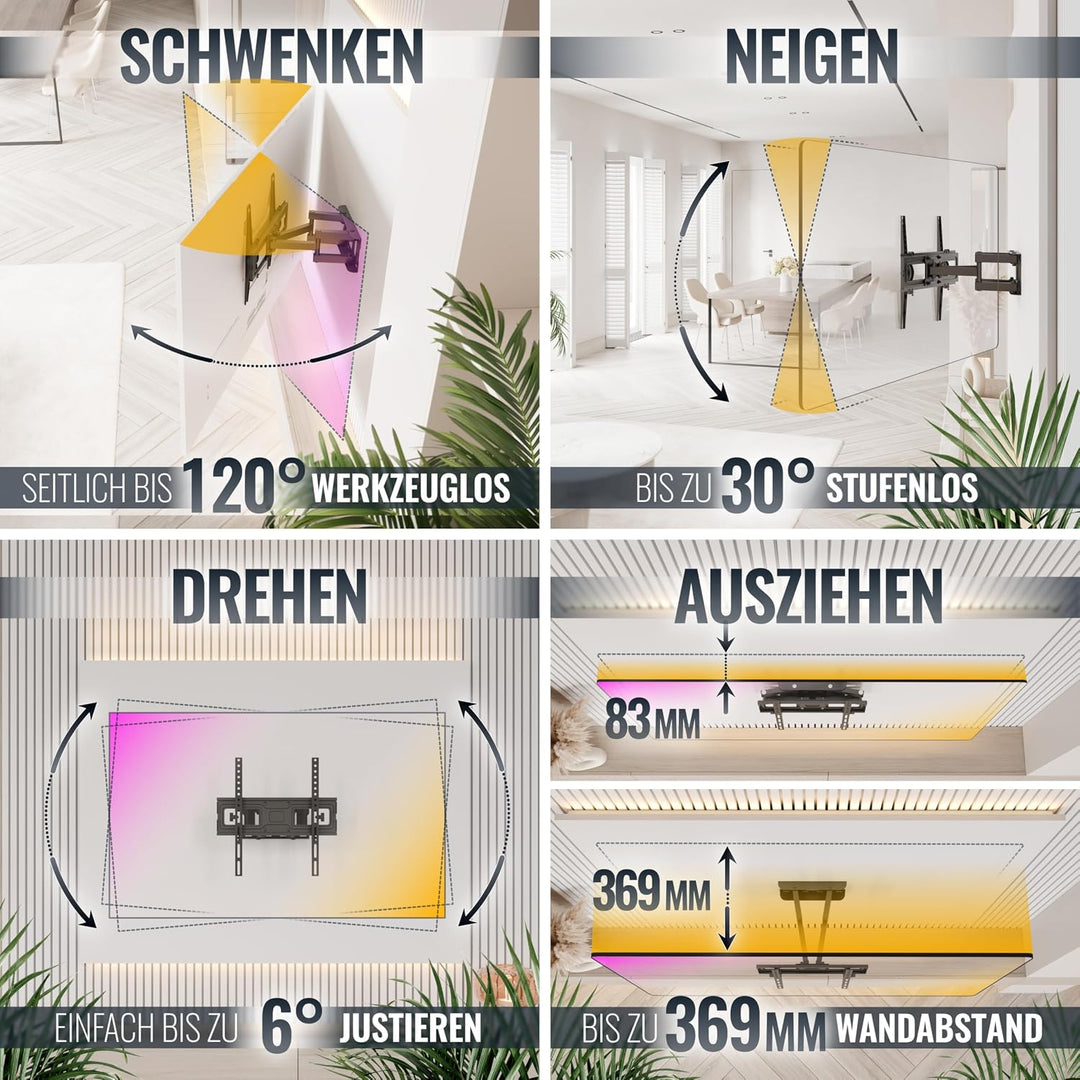 RICOO TV Wandhalterung Fernseher - Schwenkbare TV Wandhalterung Schwenkbar Neigbar für 32-55 Zoll -