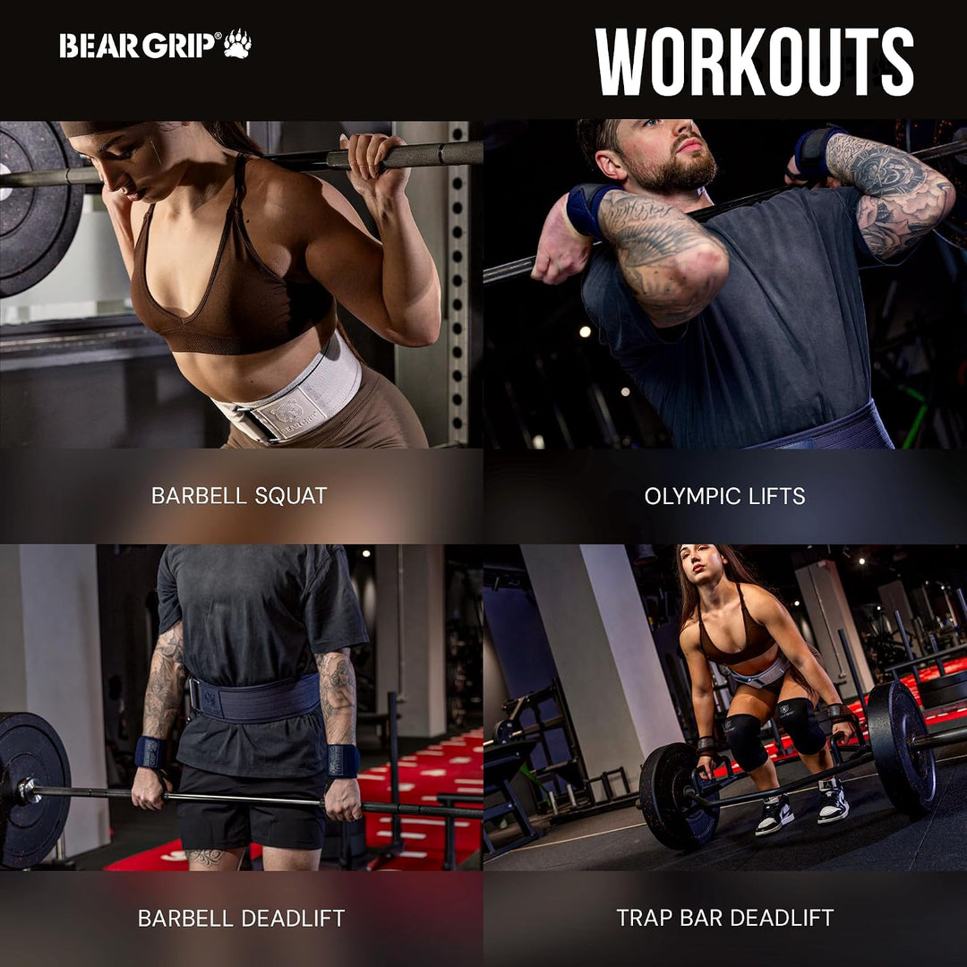 BEAR GRIP Selbstsichernder Gewichthebergürtel - Kreuzheben, Bodybuilding, Kniebeugen &amp; Powerlifting
