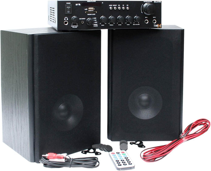 E-Lektron EL5-Set HiFi Stereo-Anlage Verstärker/Receiver & Regal-Lautsprecher USB/SD/FM/BT/AUX