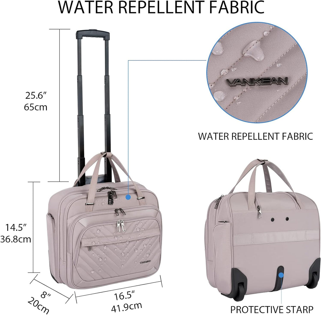 VANKEAN Rollende Laptoptasche Frauen mit Rädern, passend für bis zu 15,6 Zoll Rollende Aktentasche W