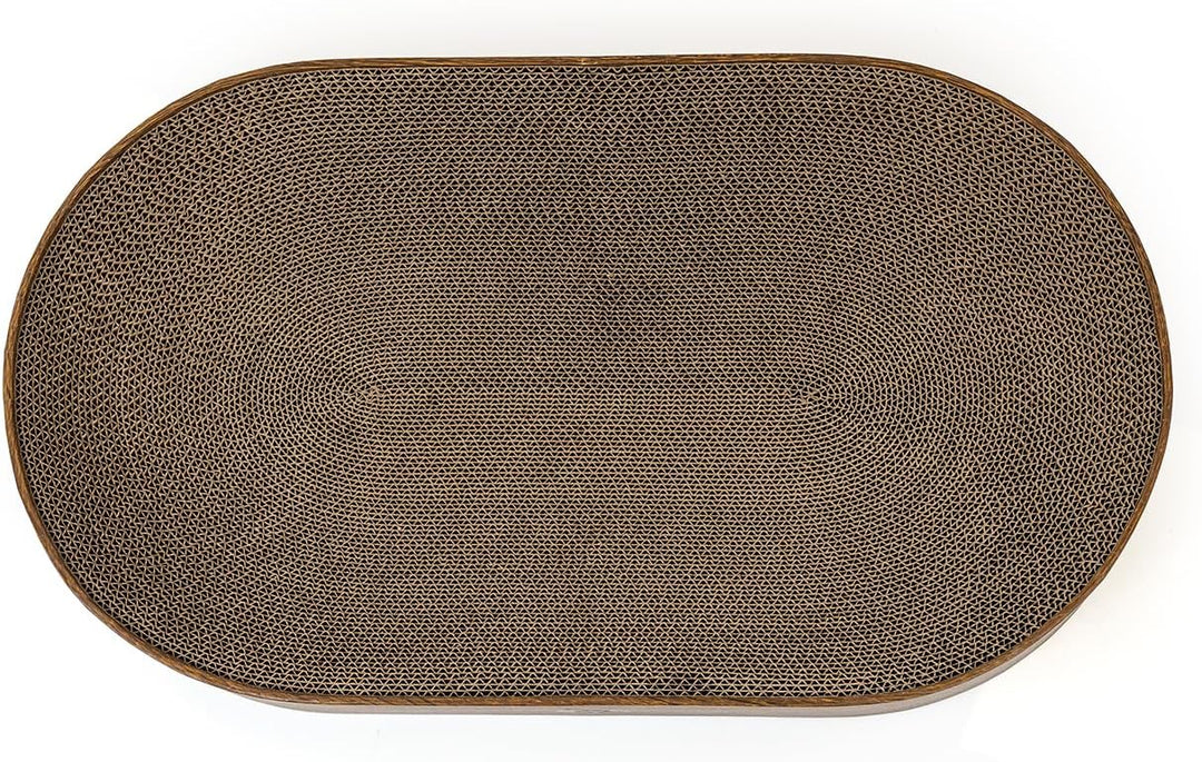 CanadianCat Company | Kratzpappe Apollo - Katzenbett aus Wellpappe, oval - walnuss | ca. 63 x 35 x 1