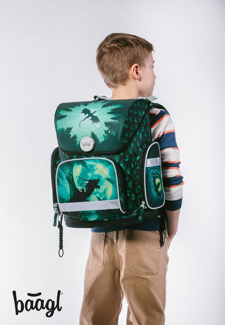 Baagl Schulranzen Jungen Set 3 Teilig, Ergo Schultasche für 1. Klasse, Ergonomische Grundschule Ranz