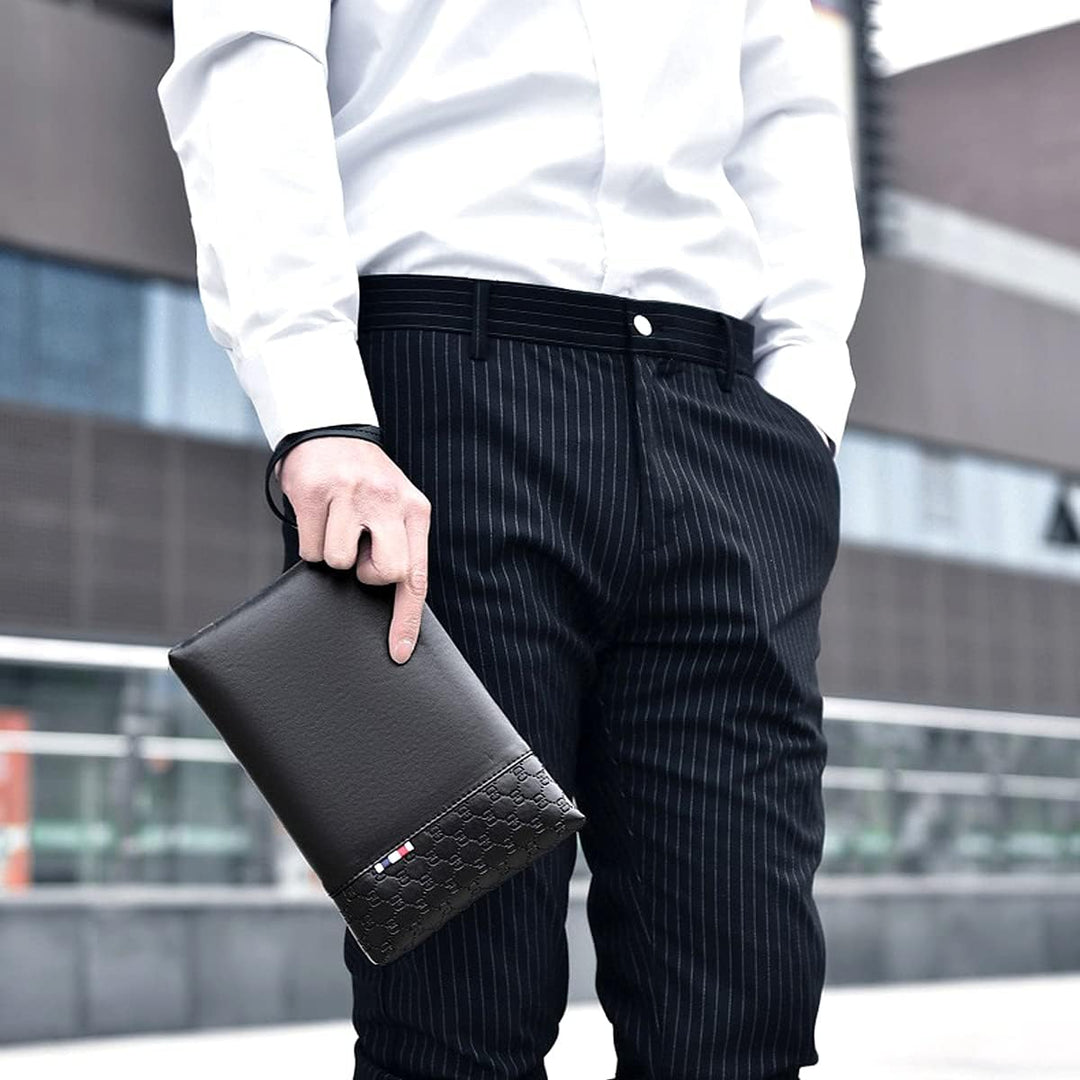 A-QMZL Handgelenktasche für Herren Handgelenk Handtasche Handgelenktasche PU Leder Grossraum-Clutch