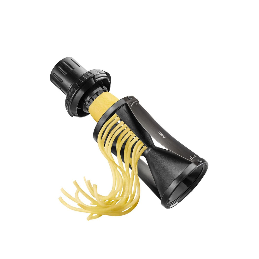 GEFU Spiralschneider SPIRELLI 2.0 Black Edition mit Gemüsehalter & Bürste, Julienne-Schneider für Ge