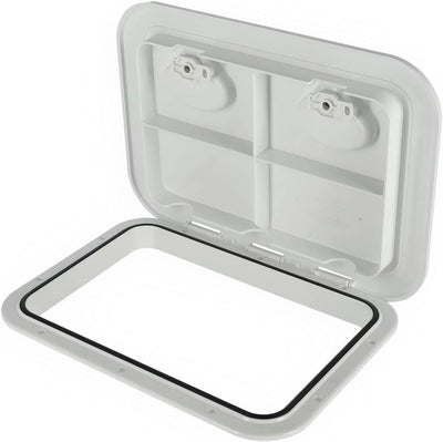 Nuova Rade Inspektionsluke 315 x 440 mm, Inspektionsdeckel Weiss & Grau, wasserdichte Decksluke für
