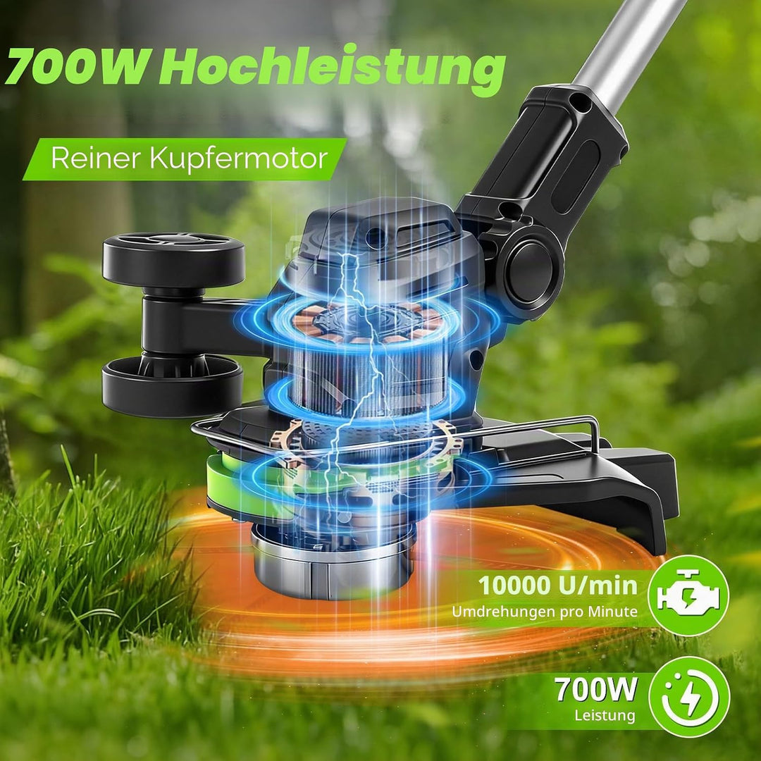 Rasentrimmer mit Akku kompatibel mit Makita, Akku Rasentrimmer 10000r/min Teleskopgriff 99–132cm, fü