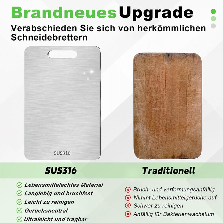Titan Schneidebrett S316 Edelstahl Schneidebretter Küchenbrett Doppelseitiges Lebensmittel Grade Cut