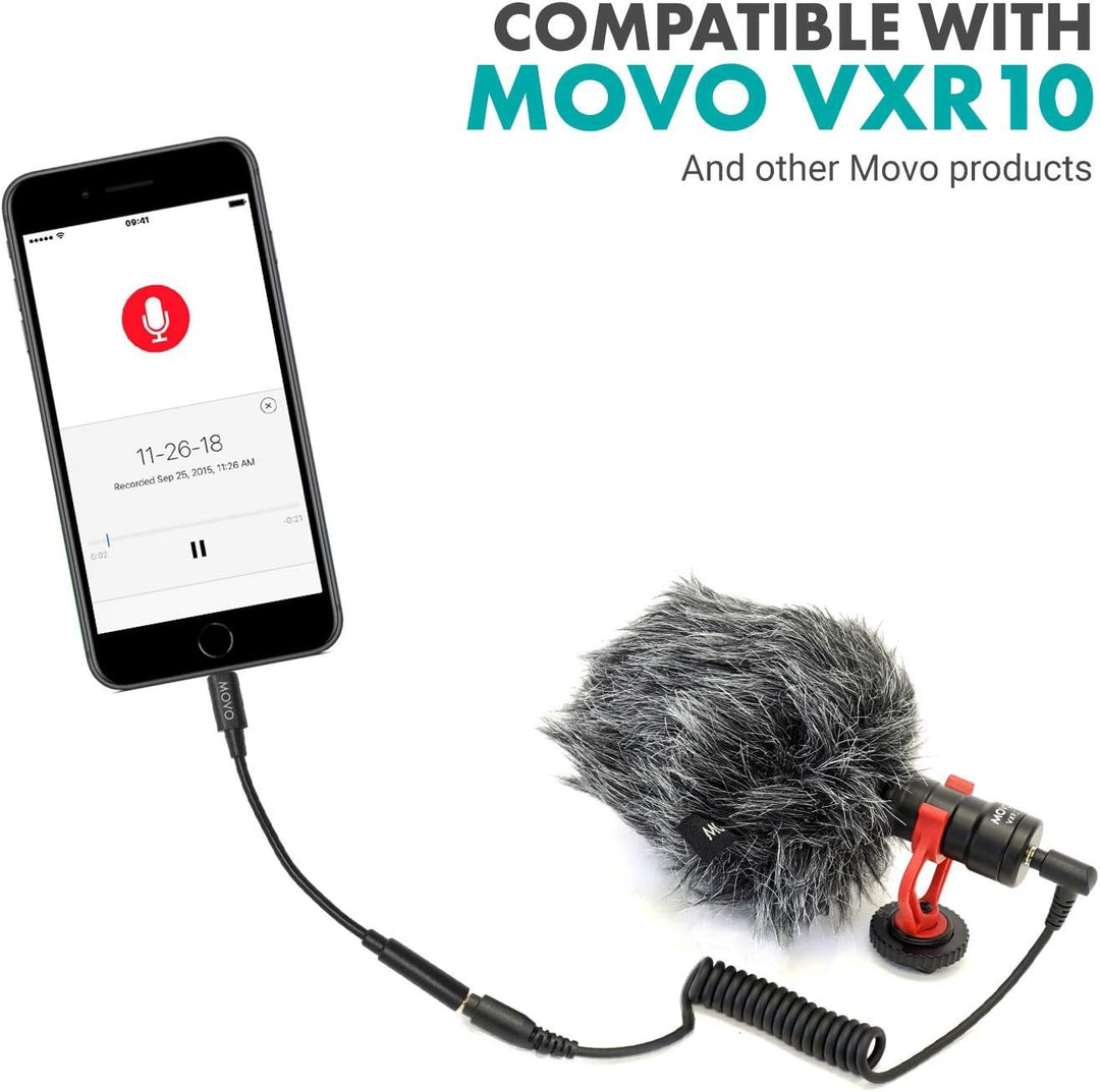 Movo IMA-1 3,5-mm-TRRS-Mikrofonadapterkabel auf Lightning-Anschluss-Dongle, kompatibel mit Apple iPh