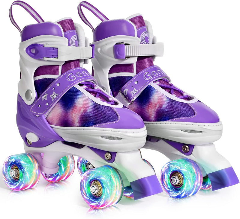 Gonex Verstellbar Rollschuhe, Leuchtenden Rädern Roller Skates für Mädchen Jungen Kinder Erwachsene