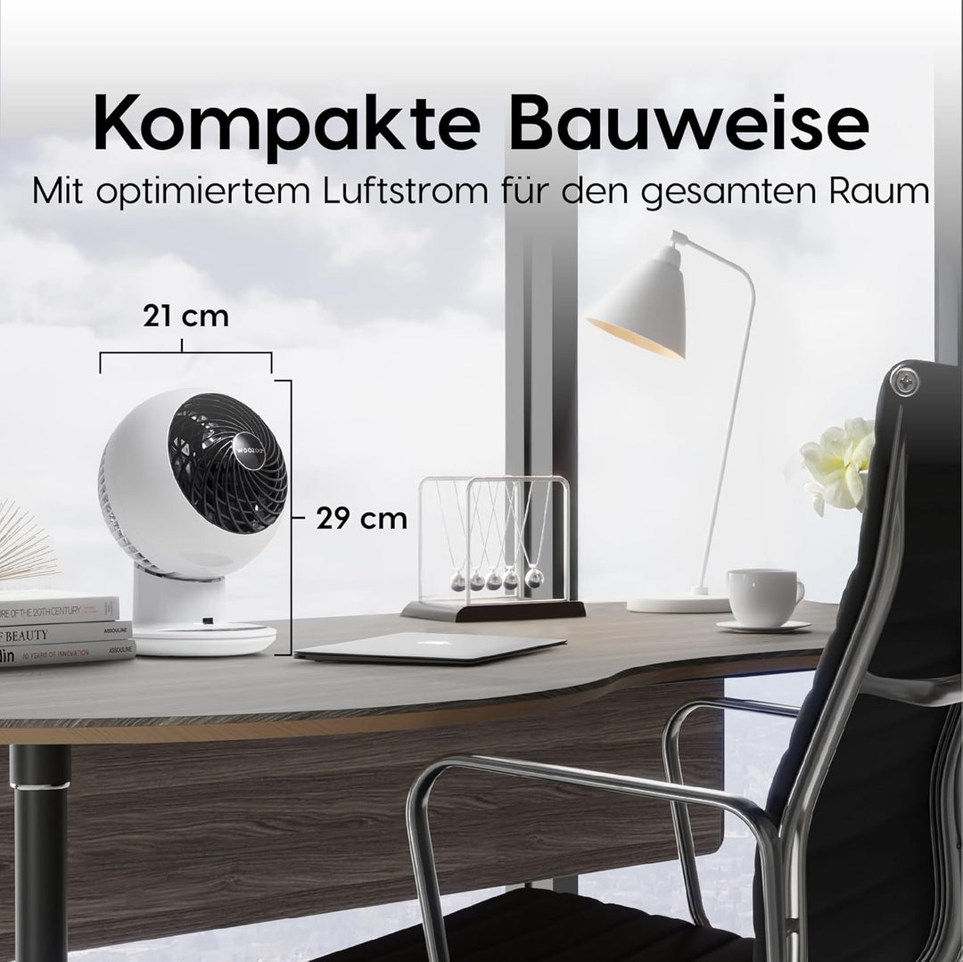 Woozoo by Ohyama, Leistungsstarker, leiser Ventilator / Tischventilator, 38W, 25m Reichweite, Multid