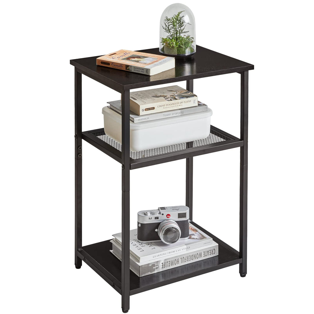 IBUYKE Beistelltisch,Nachttische mit Gitterablagen,Kleiner Couchtisch,Metallgestell,Industrie-Design