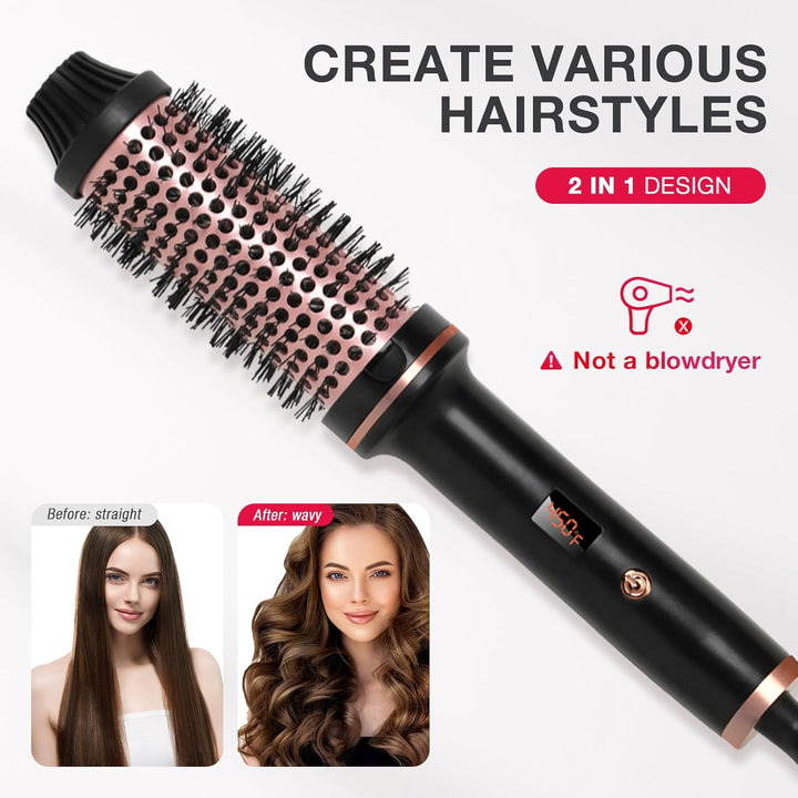 TANSHINE Thermal Brush, 38 mm Elektrische Rundbürste Wärmebürste, Lockenbürste Warmluft und Volumize