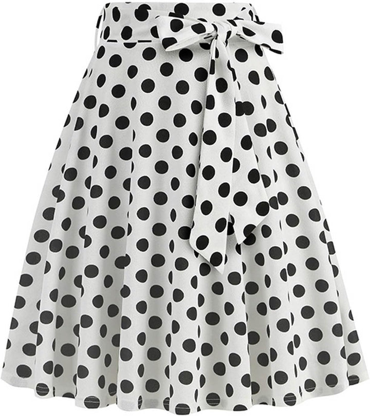 Dunkelblau Damen im französischen Retro-Stil, lässig, modisch, gepunktet, mit Gürtel Dalmatiner Kost